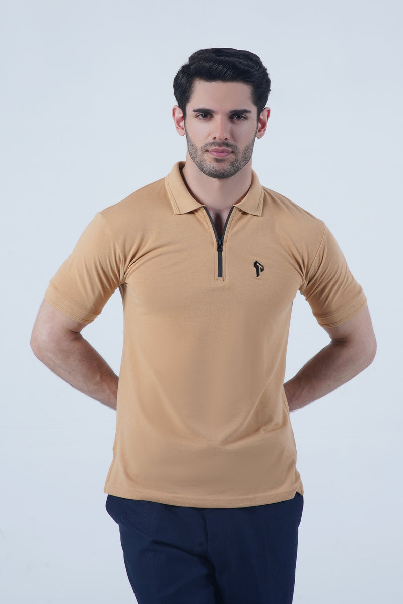 KHAKI Zipper POLO