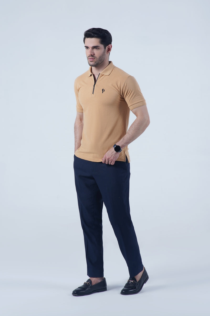 KHAKI Zipper POLO